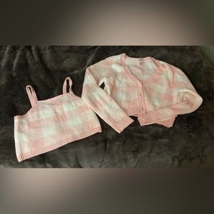 Pink and White plaid sweater/tank set!